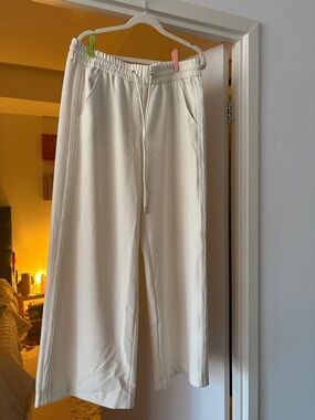 Men's Cream Drawstring Wide-Leg Joggers